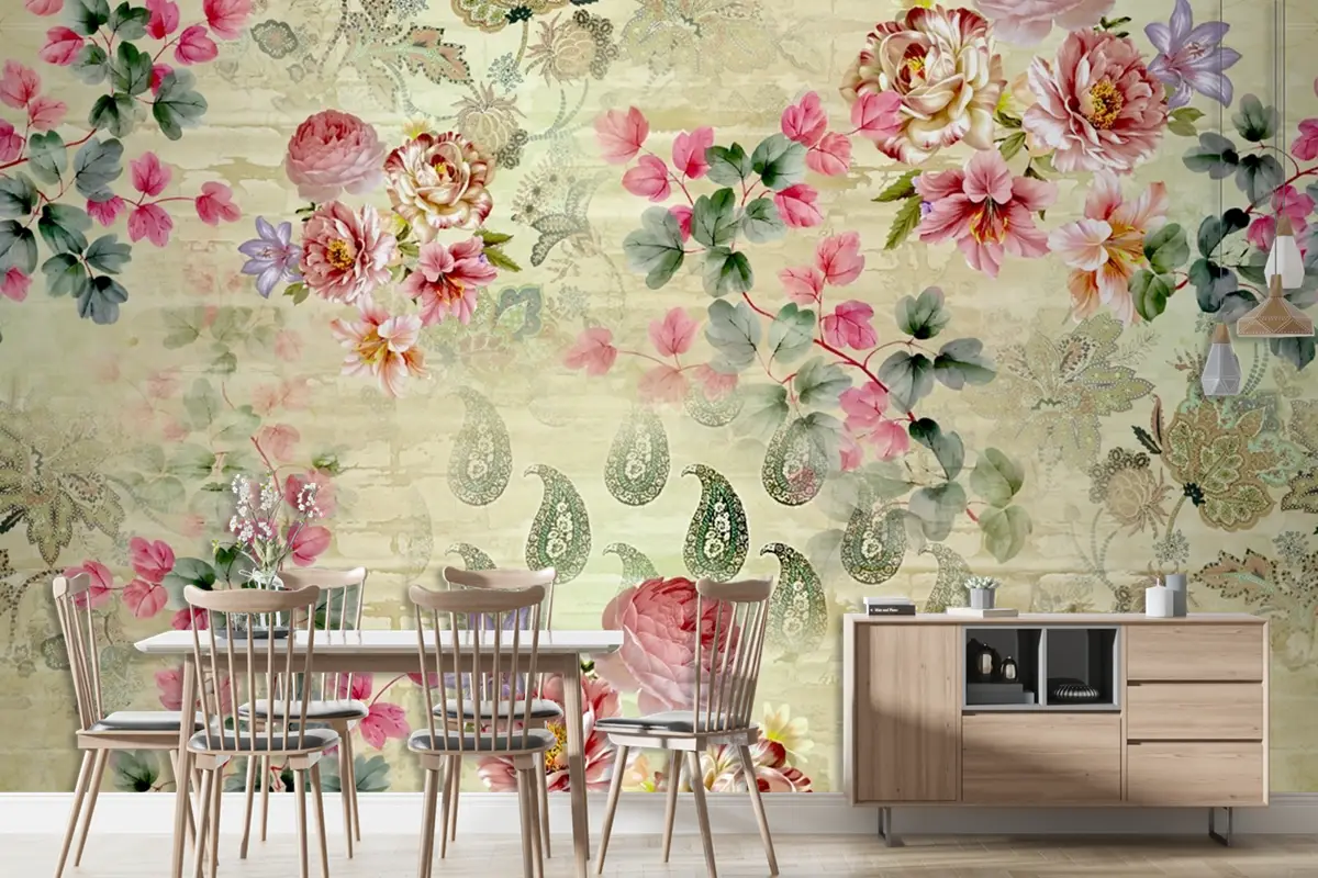 Güzel Çiçek Desenli Duvar Kağıdı 