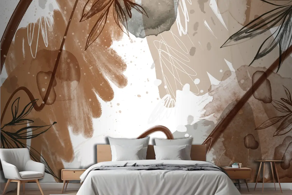 Suluboya Pişmiş Toprak Arka Plan Yatak Odası Duvar Kağıdı