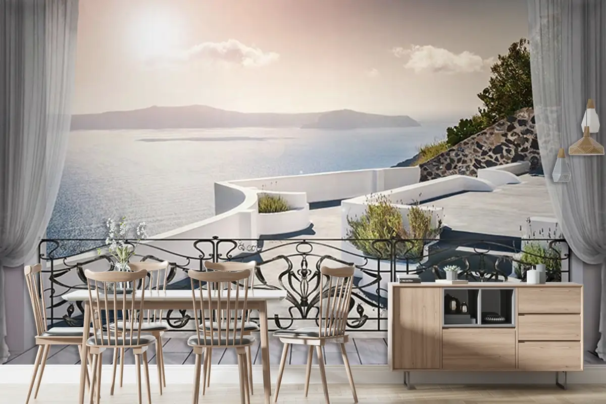 3 Boyutlu Balkon Manzarası Duvar Kağıdı
