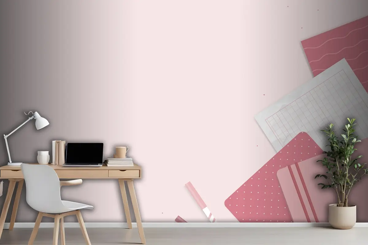 Pembe Not Defteri Planlayıcı Seti Ofis Duvar Kağıdı