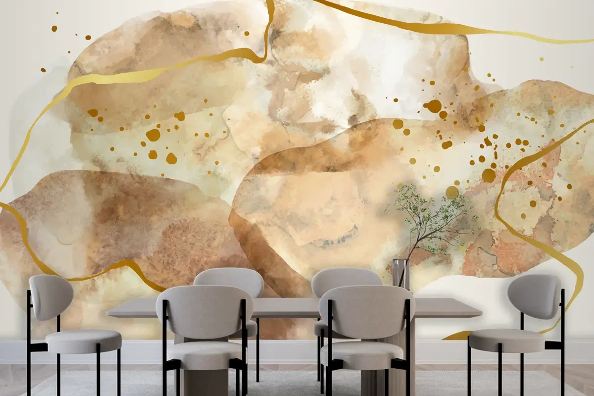 Nötr Suluboya Arka Plan Yemek Odası Duvar Kağıdı 