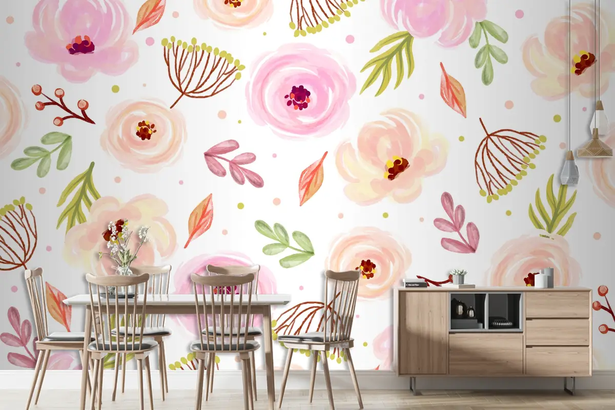 Yumuşak Renklerle Çiçek Suluboya Arka Plan Duvar Kağıdı