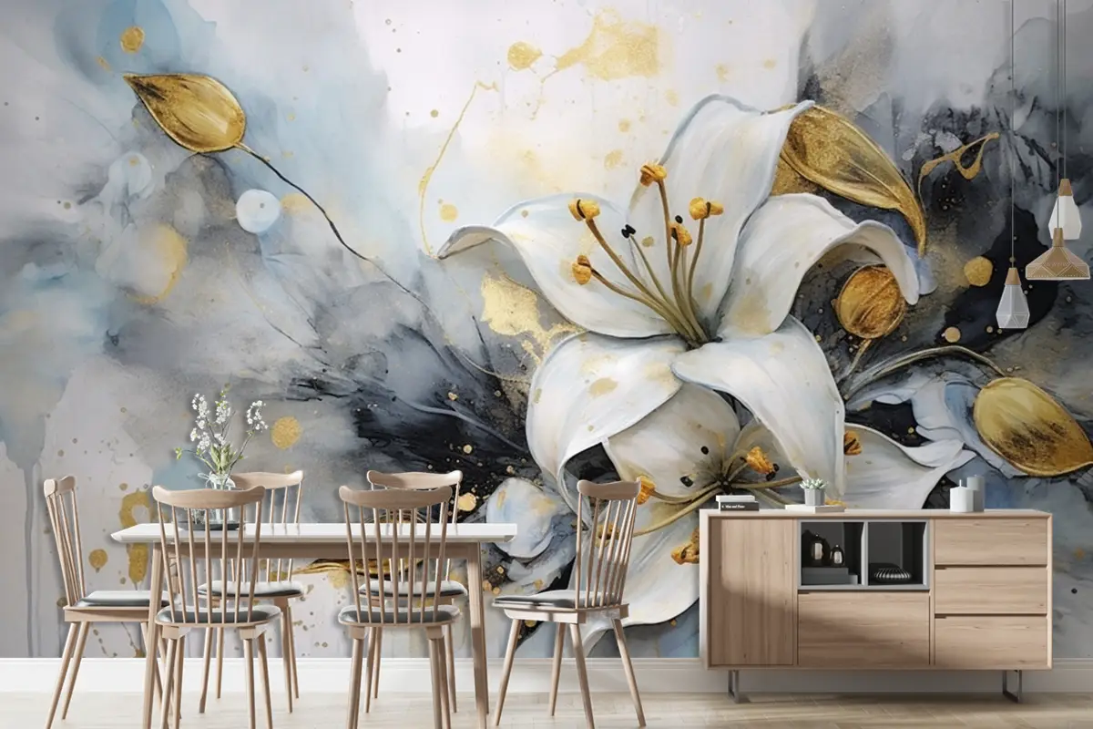 Soyut Sanatsal Arka Plan Altın Fırça Darbeleri Duvar Kağıdı