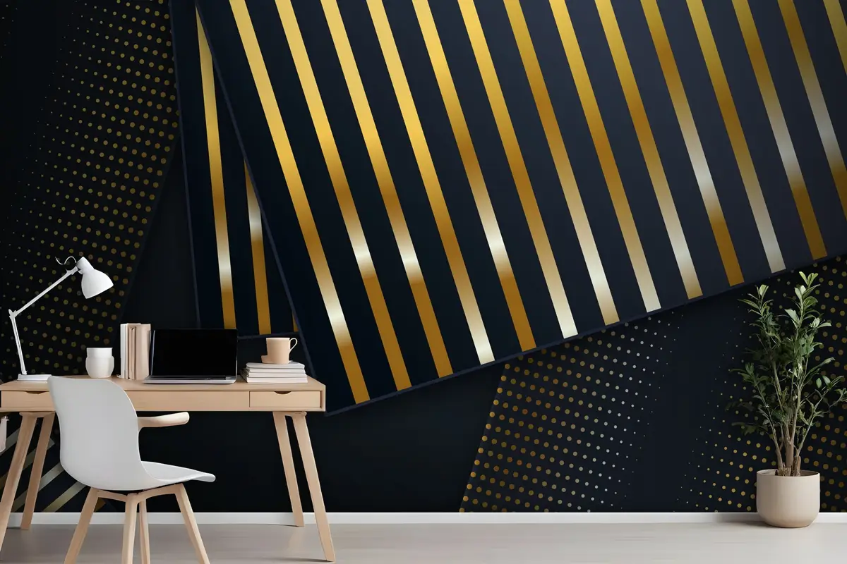 Altın Detaylarla Koyu Kağıt Katmanları Arka Plan Ofis Duvar Kağıdı