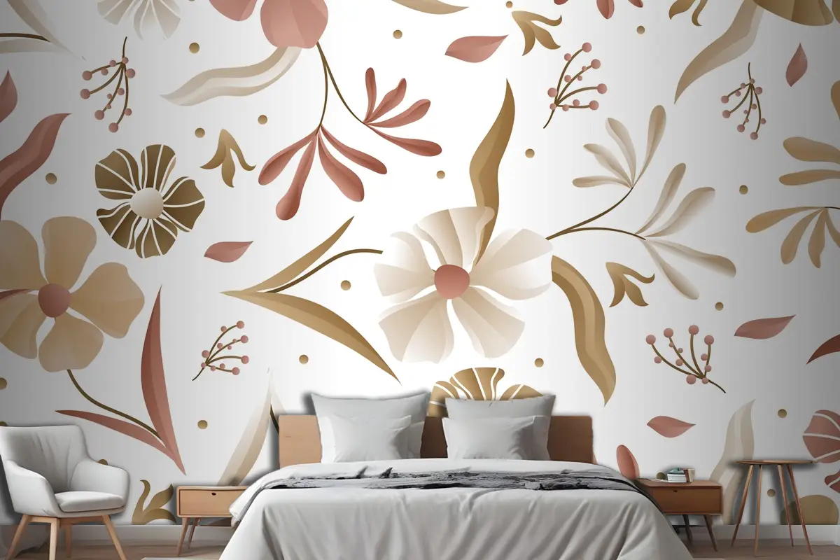 Degrade Tek Renkli Desen Yatak Odası Duvar Kağıdı