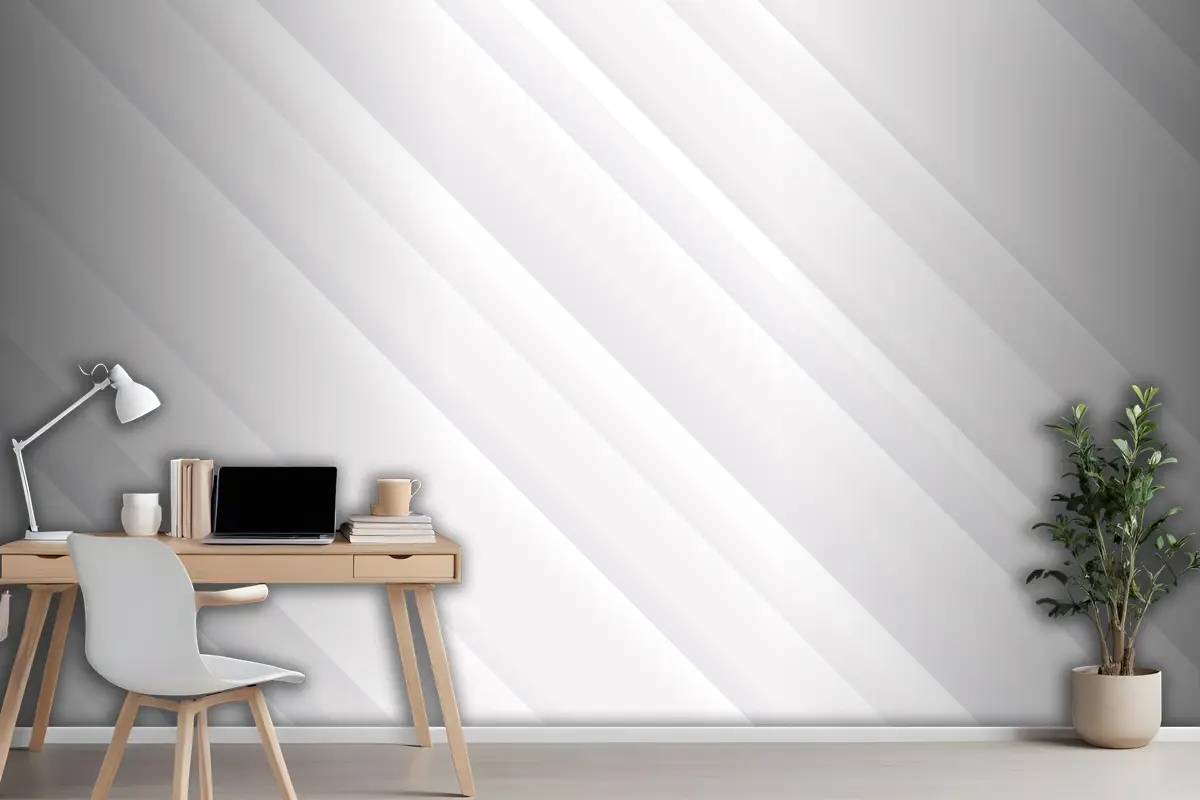 Eğik Çizgiler Beyaz Zarif Arka Plan Ofis Duvar Kağıdı