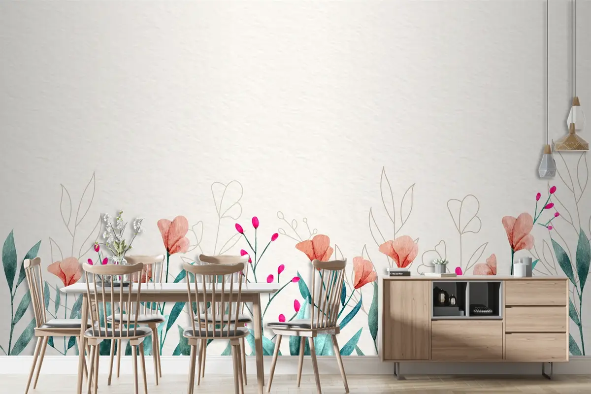 Suluboya Çiçek Duvar Kağıdı Konsepti Duvar Kağıdı