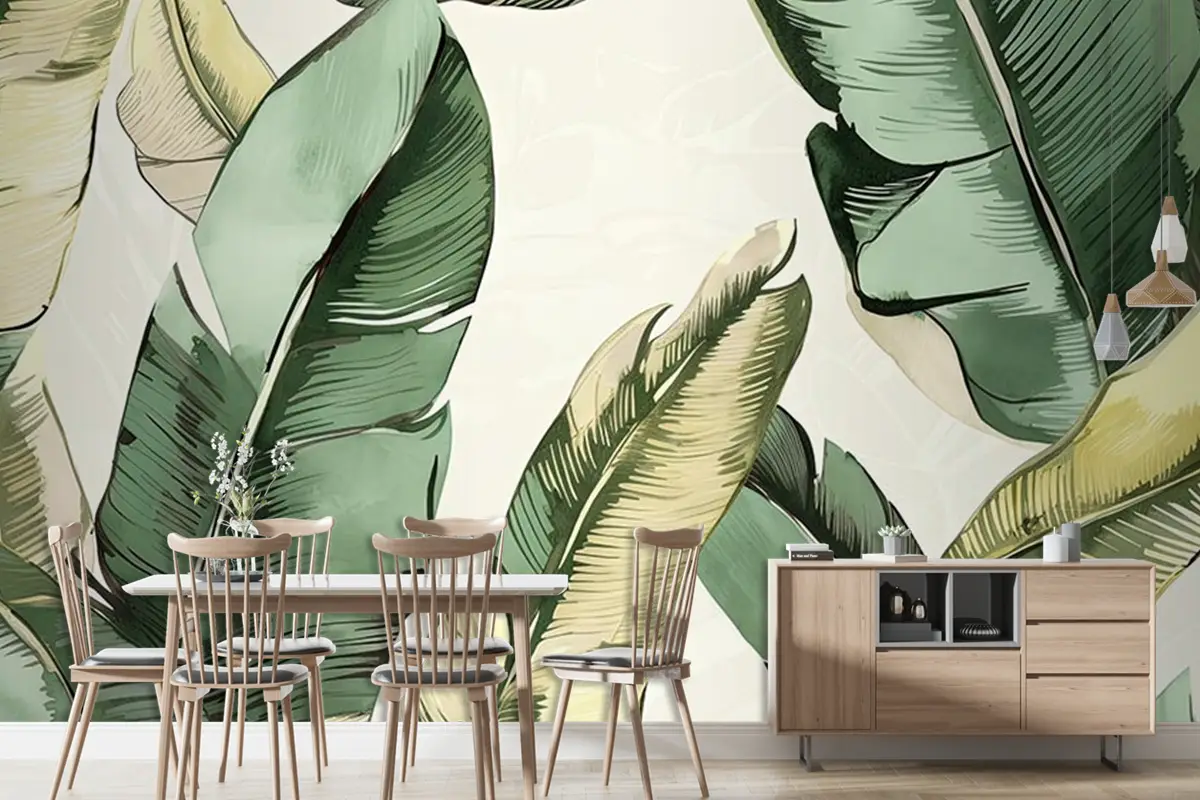 Büyük Tropikal Muz Ağacı Yaprakları Duvar Kağıdı