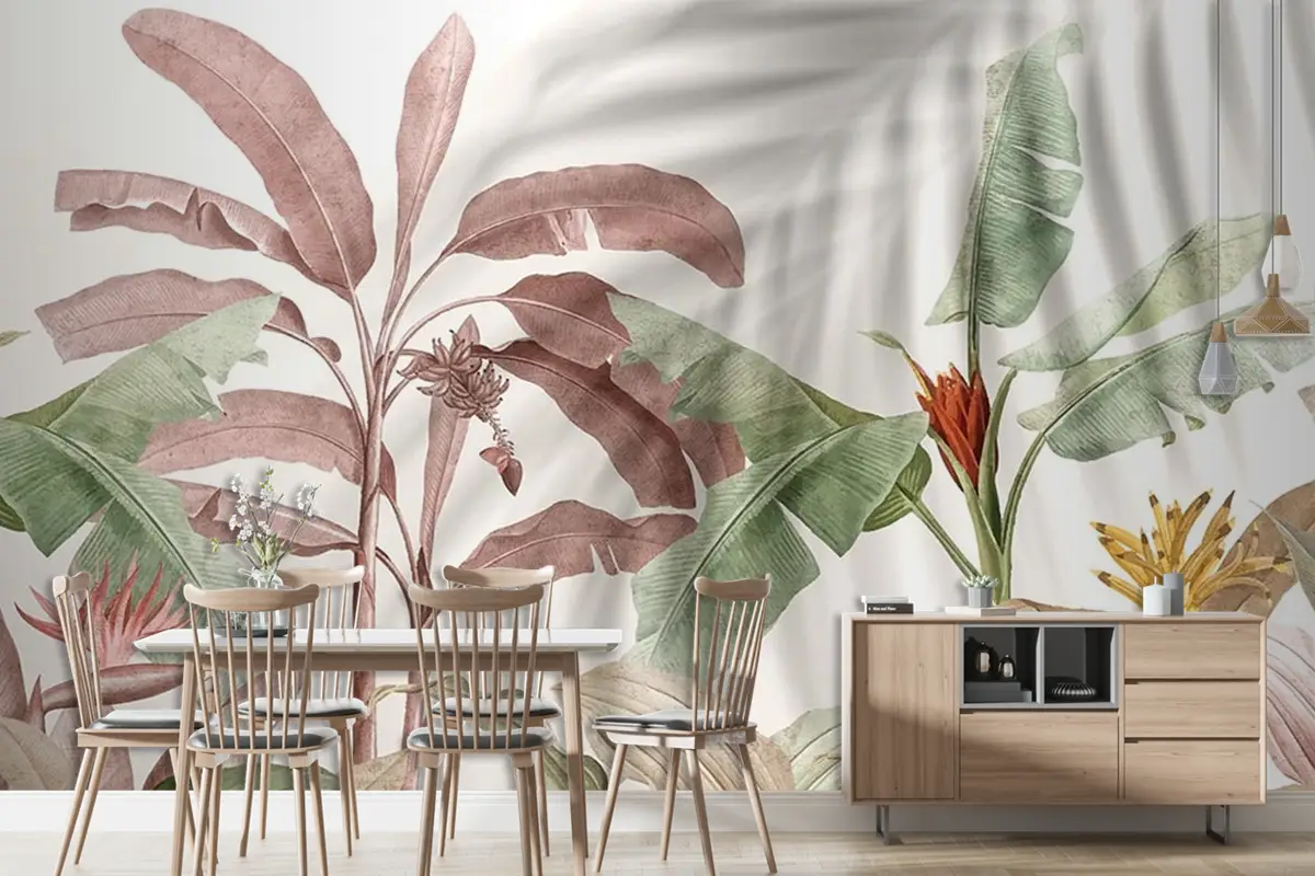 Tropikal Yapraklar Duvar Kağıdı Renkli Tropikal Ağaçlar