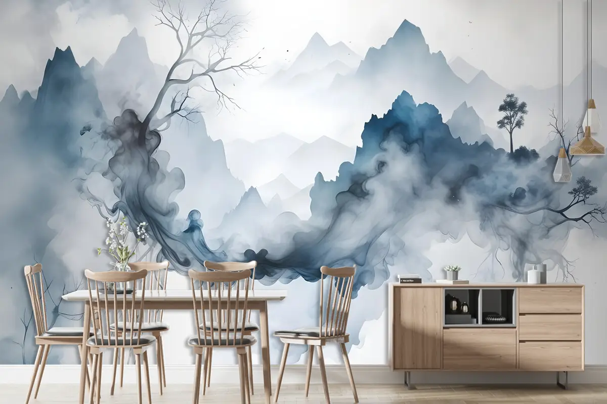 Ağaç Duvar Kağıdı  Ile Soyut Renkli Duman