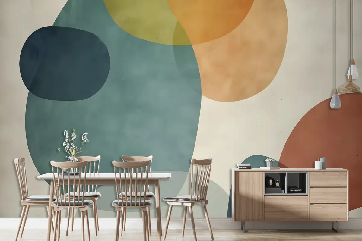 Soyut Geometrik Şekiller Boya Fırçası Sanat Duvar Kağıdı 