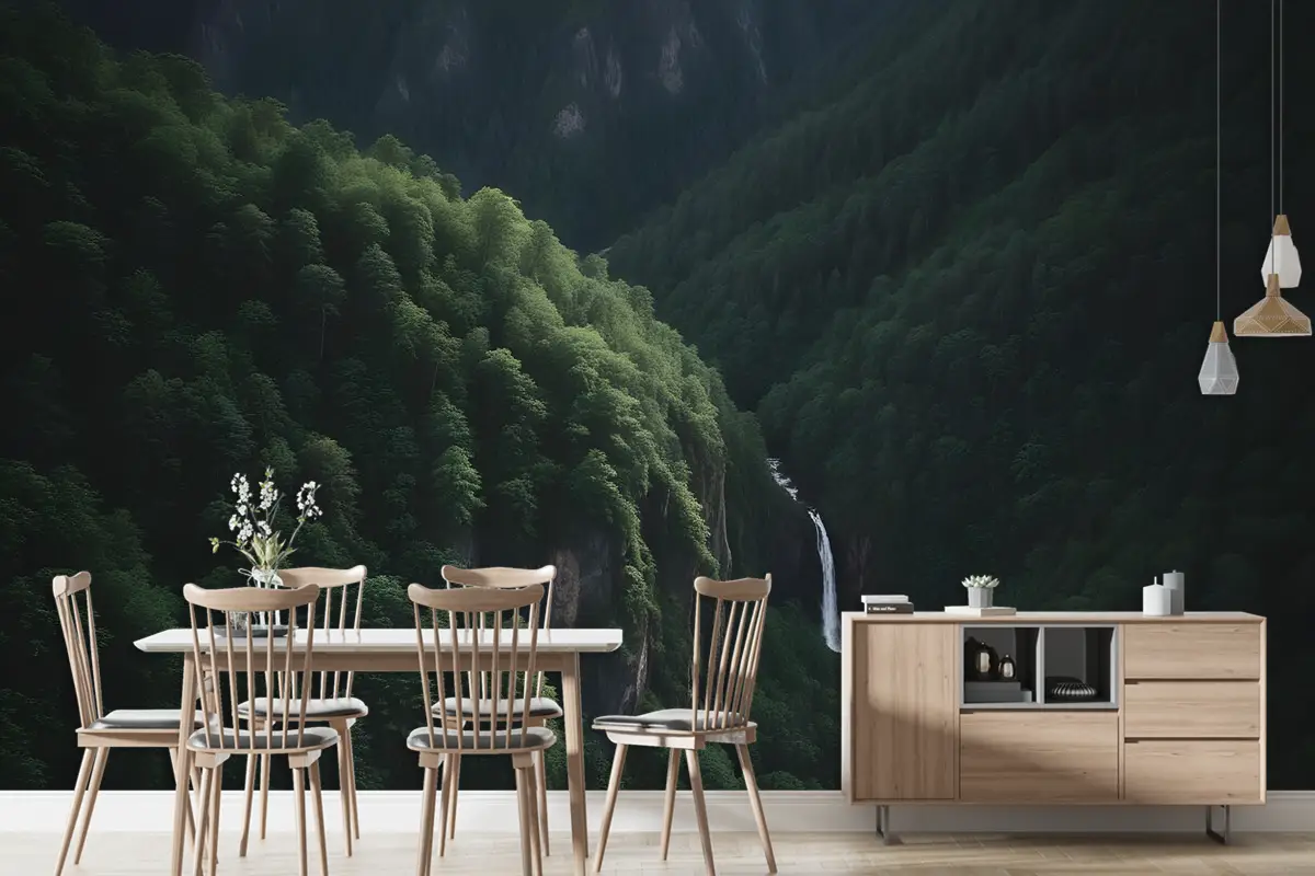 Dağlardaki Havadan Doğa Ormanı Görünüm Duvar Kağıdı 