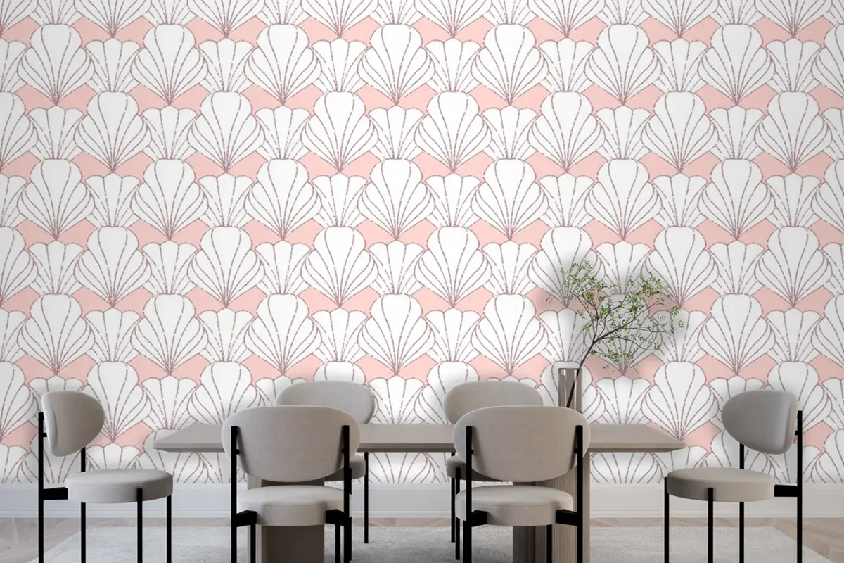 Art Deco Gül Altın Dikişsiz Desen Yemek Odası Duvar Kağıdı