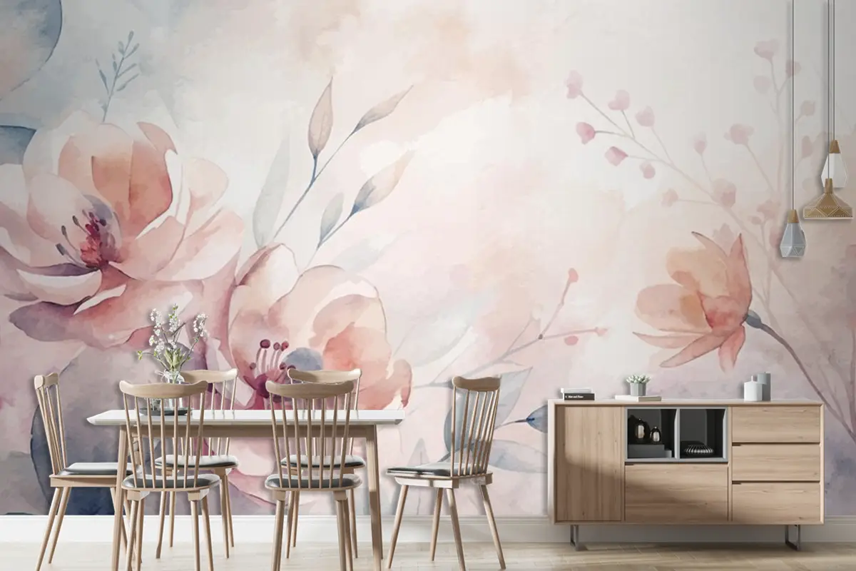 Güzel Suluboya Çiçek Arka Plan Duvar Kağıdı 