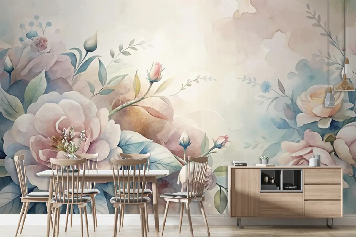 Güzel Suluboya Çiçek Arka Plan Duvar Kağıdı 