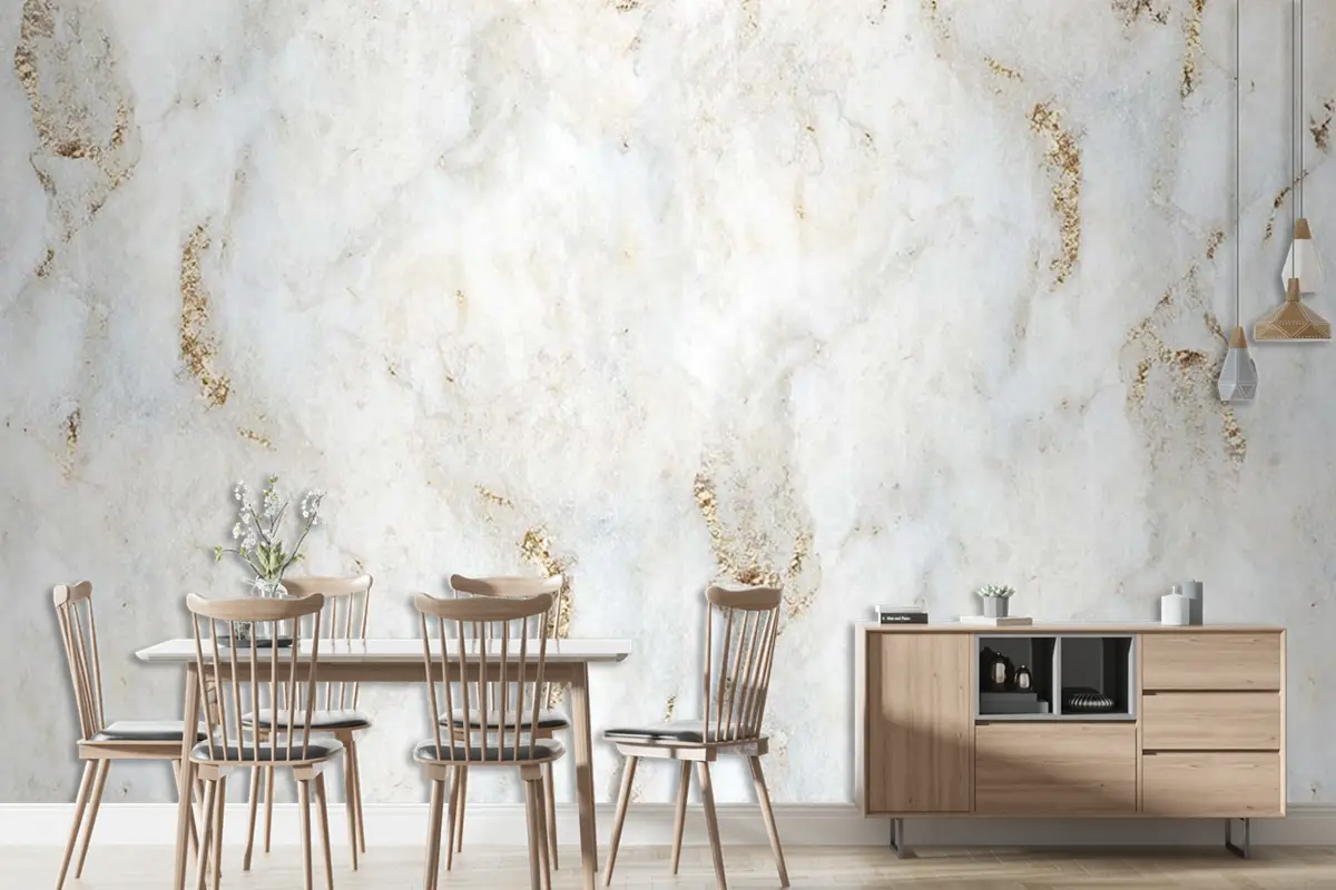 Bej Altın Dokulu Mermer Desen Duvar Kağıdı