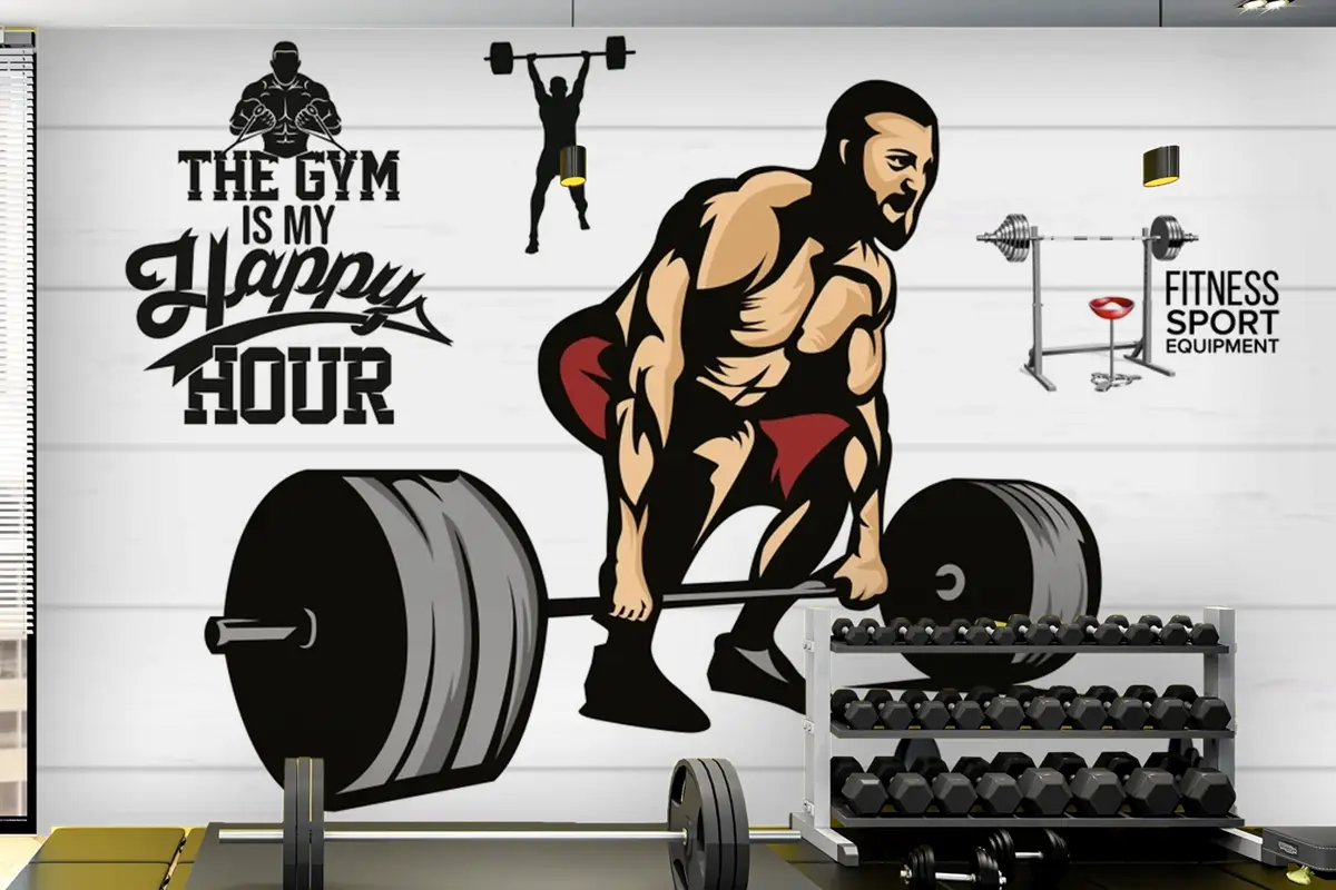 Beyaz Temalı Halter Fitness Duvar Kağıdı