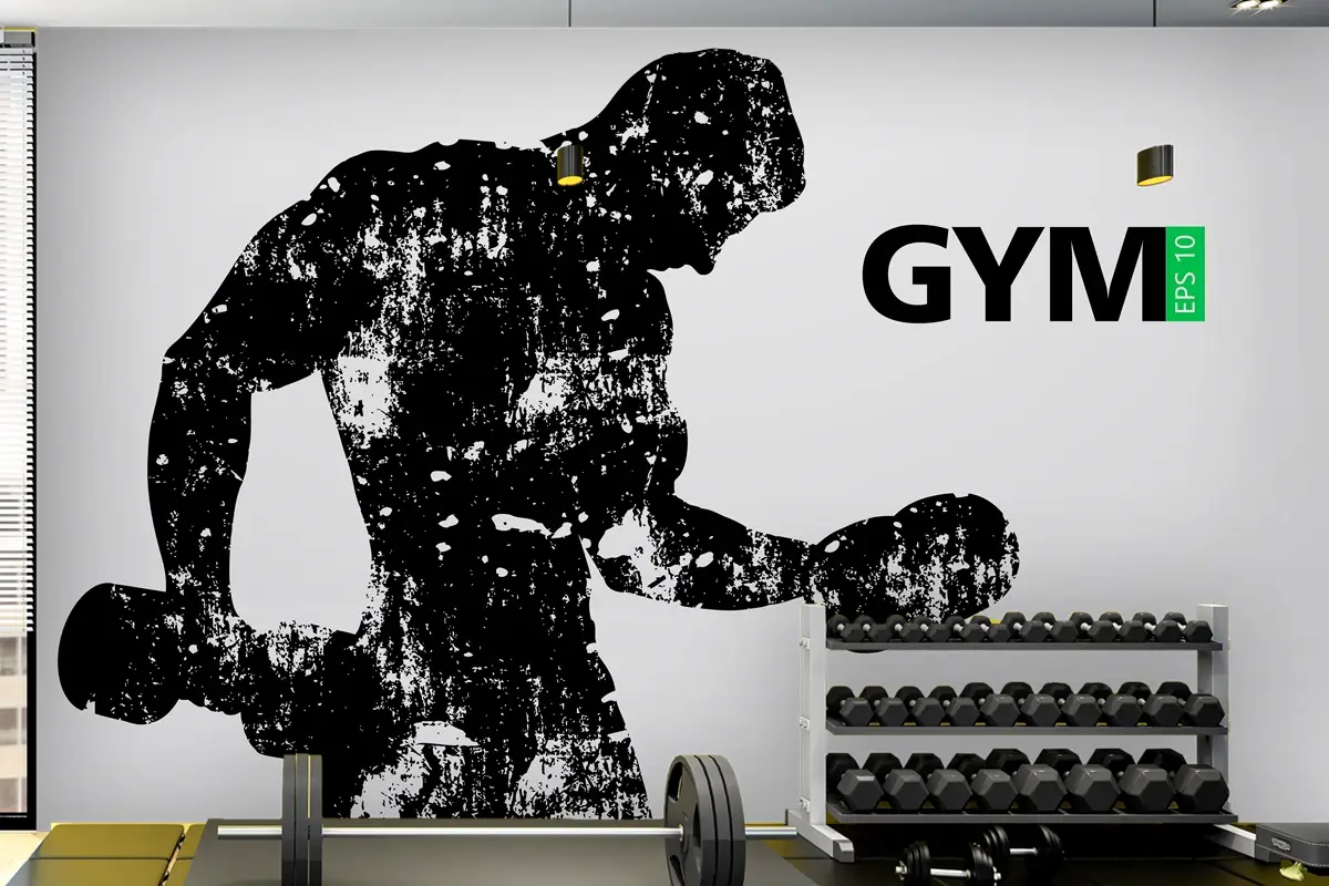 Bir Vücut Geliştirmecinin Silüeti Spor Salonu Duvar Kağıdı