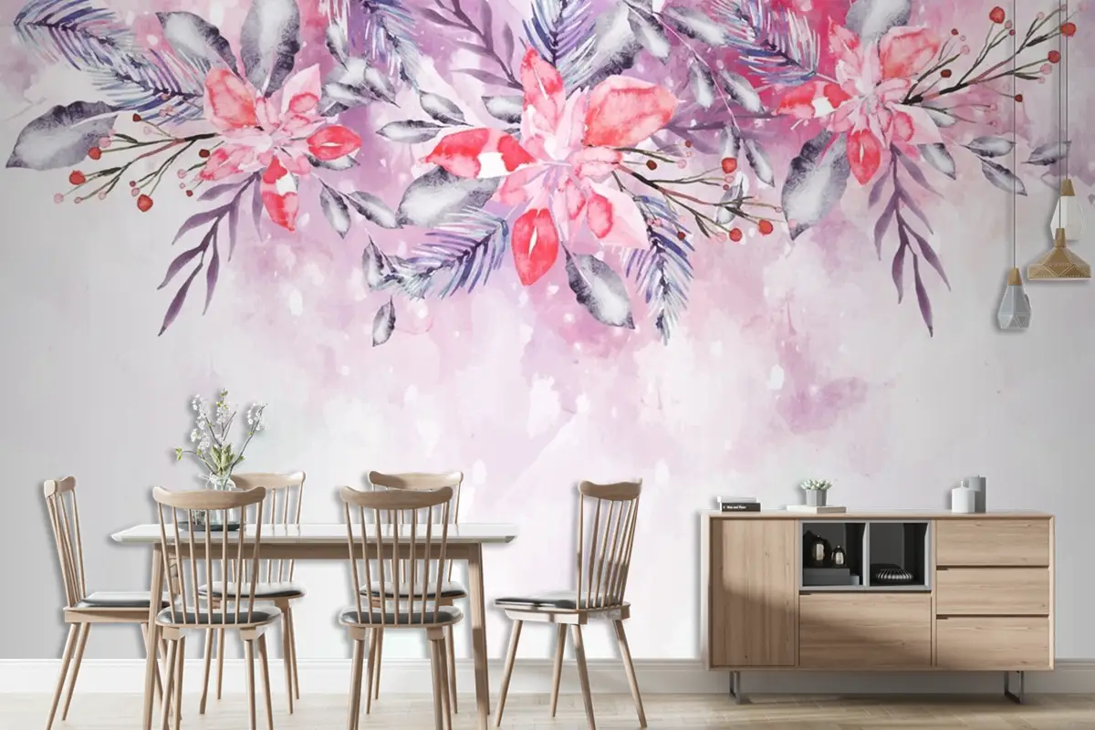 Duvar Kağıdı Konsepti Duvar Kağıdı İçin Suluboya Çiçekleri Açıyor