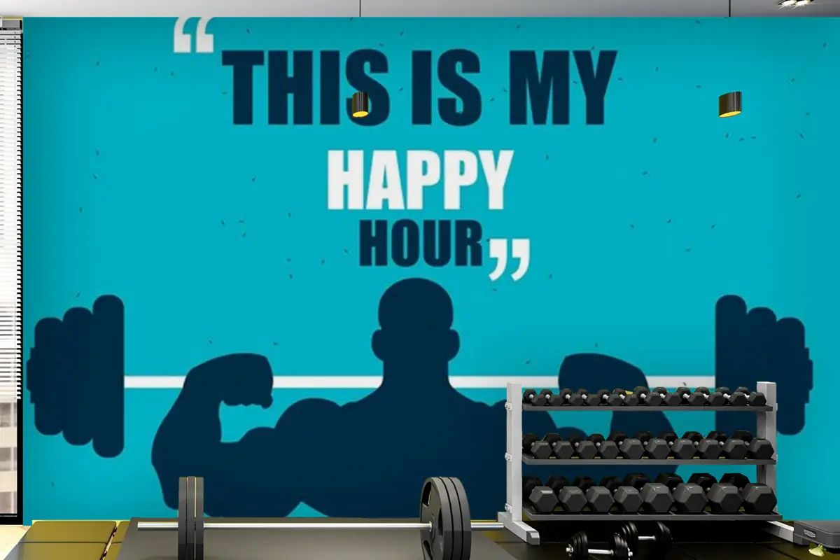 Bu Benim Mutlu Saatim Yazılı Spor Salonu Duvar Kağıdı