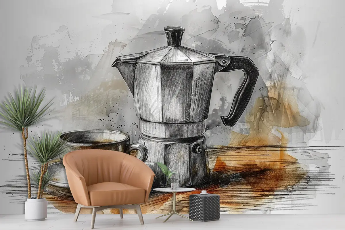 Çaydanlık Ve Fincan Cafe Duvar Kağıdı