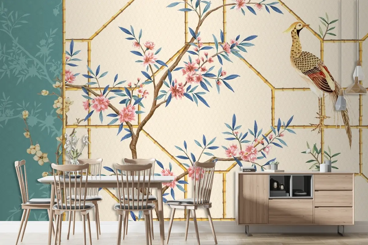 Suluboya Handpainted Gül Şakayık Çiçeği Soyut Duvar Kağıdı 