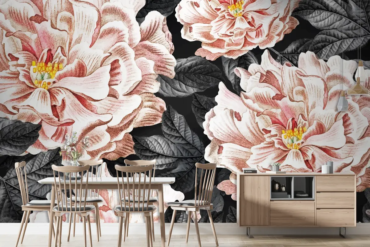 Çiçekli Şakayık Vintage Duvar Kağıdı