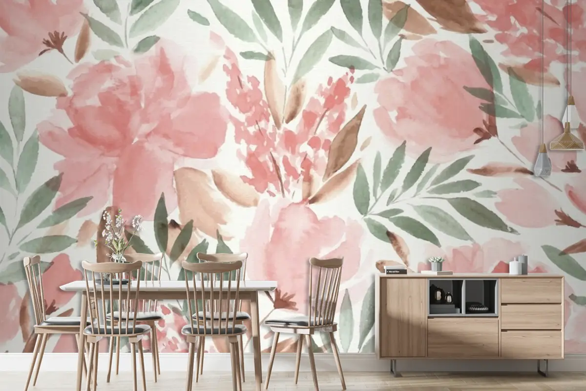 Renkli Suluboya Çiçek Arka Plan Duvar Kağıdı 