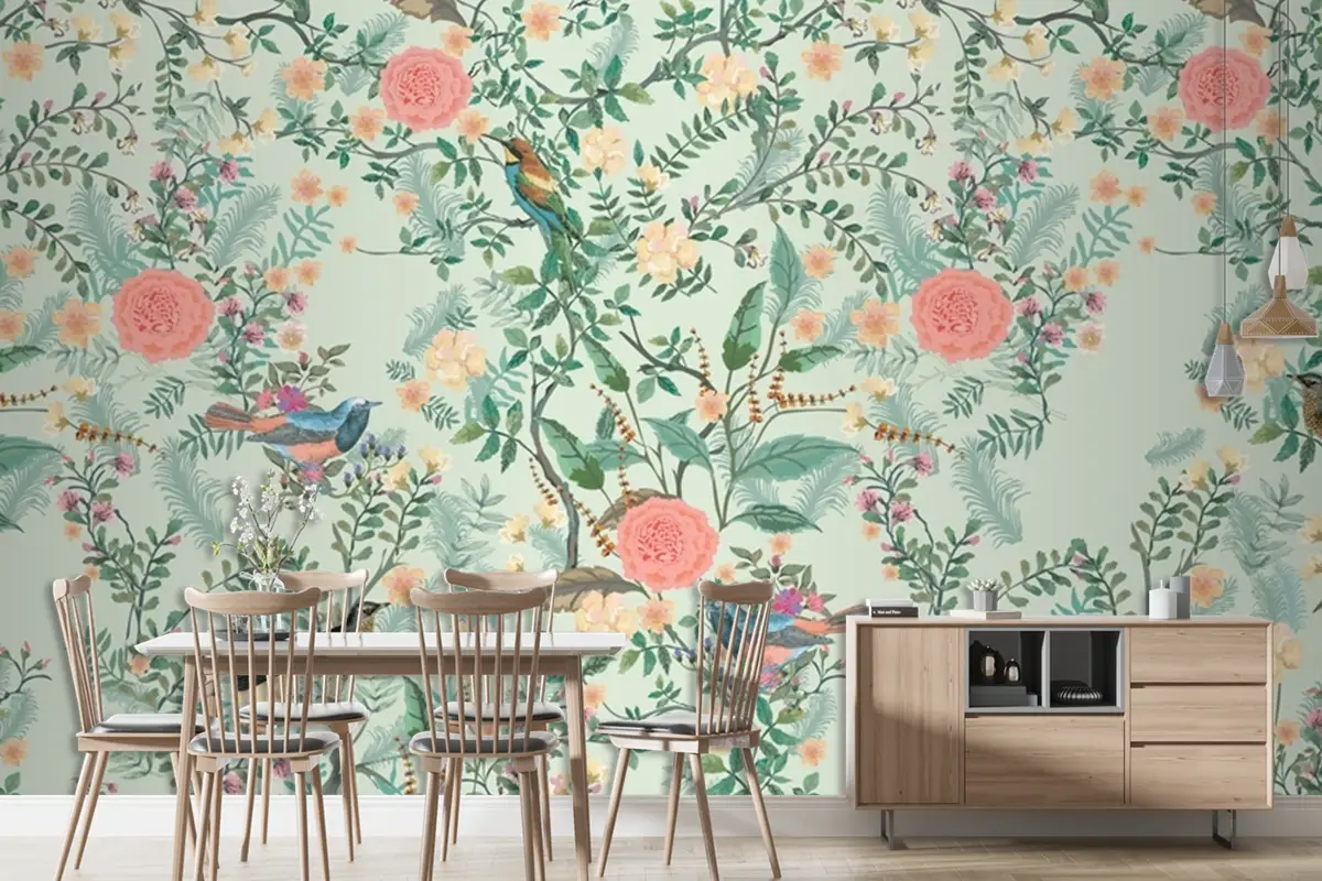 Duvar Kağıdı Duvarı İçin Vintage Dekoratif Bahçe Kusursuz Deseni