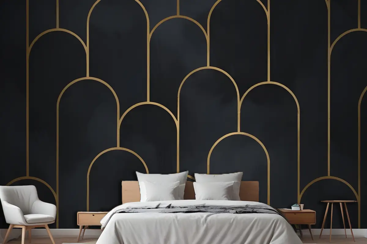 Karanlık Kemerler Art Deco Yatak Odası Duvar Kağıdı