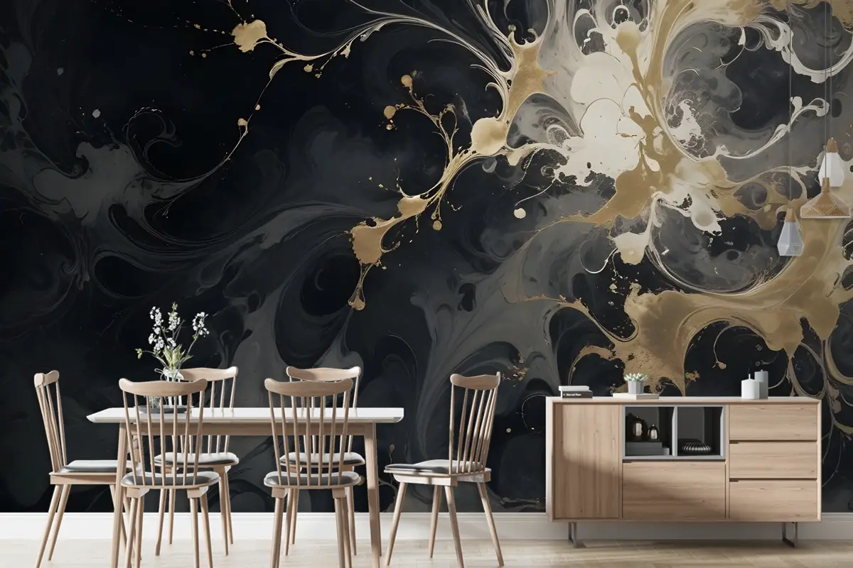 Altın Duvar Kağıdı  Ile Koyu Mermer