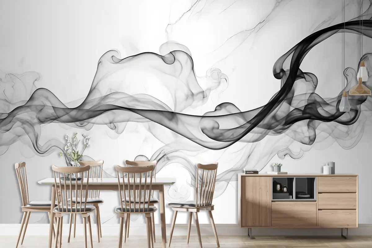 Mermer Desenli Duvar Kağıdı  Ile Koyu Duman