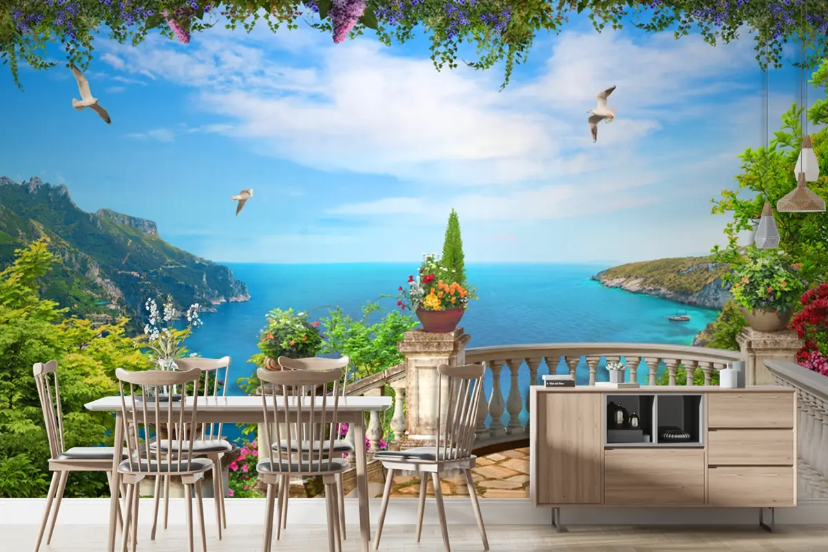 Doğa Ve Mimari Uyumunda Bir Manzara Duvar Kağıdı