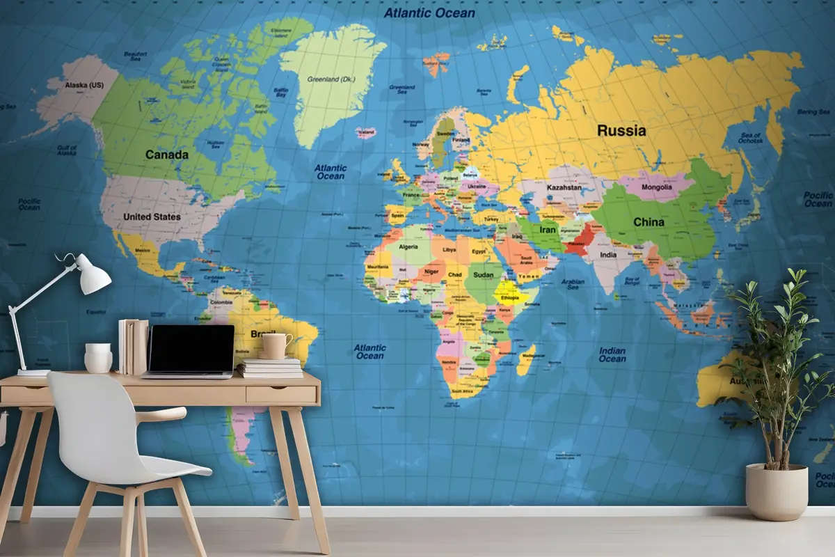 Dünya Haritası Duvar Kağıdı Nin Yüksek Detaylı Çizimi