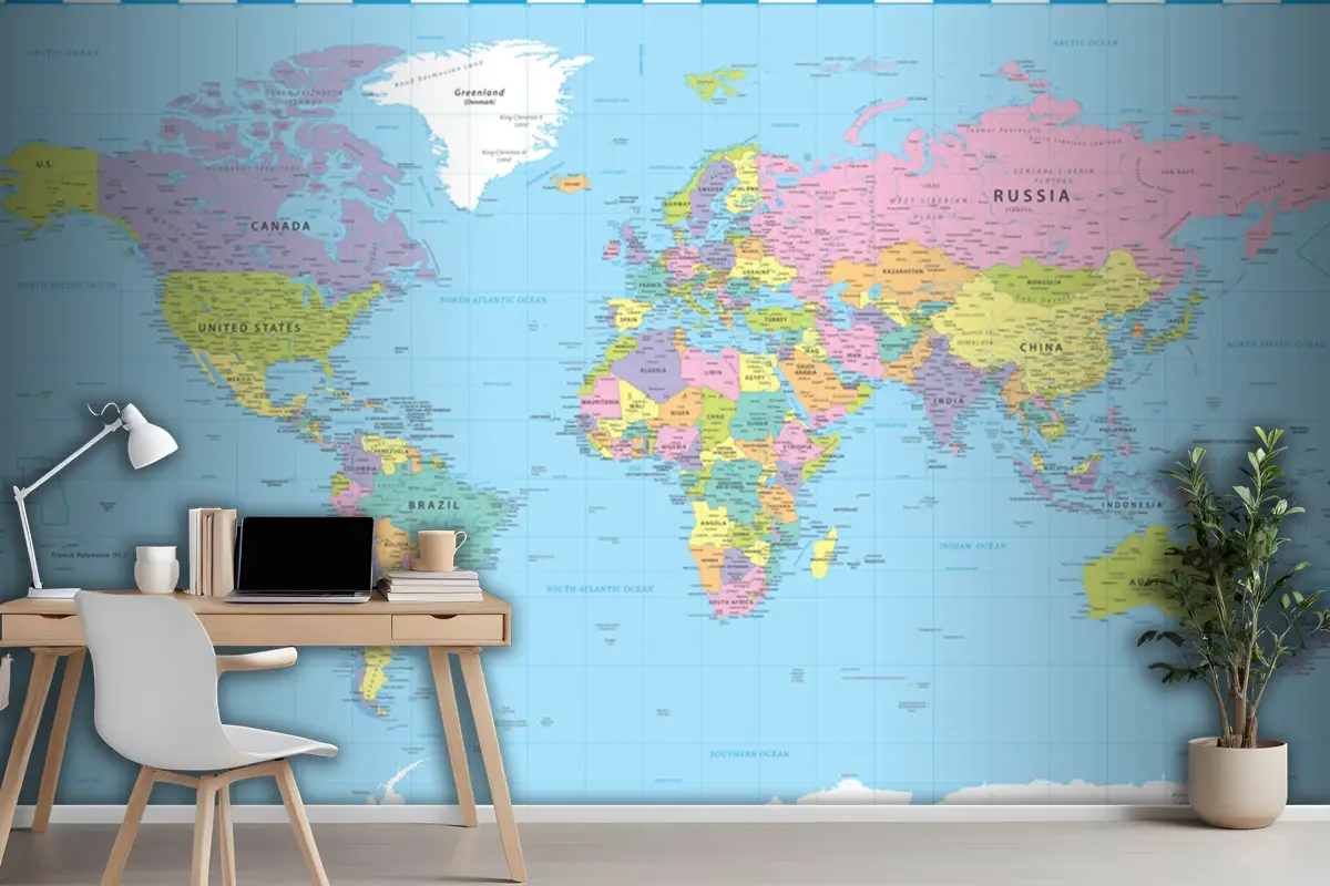 Dünya Haritası Renkli Siyasi Duvar Kağıdı 