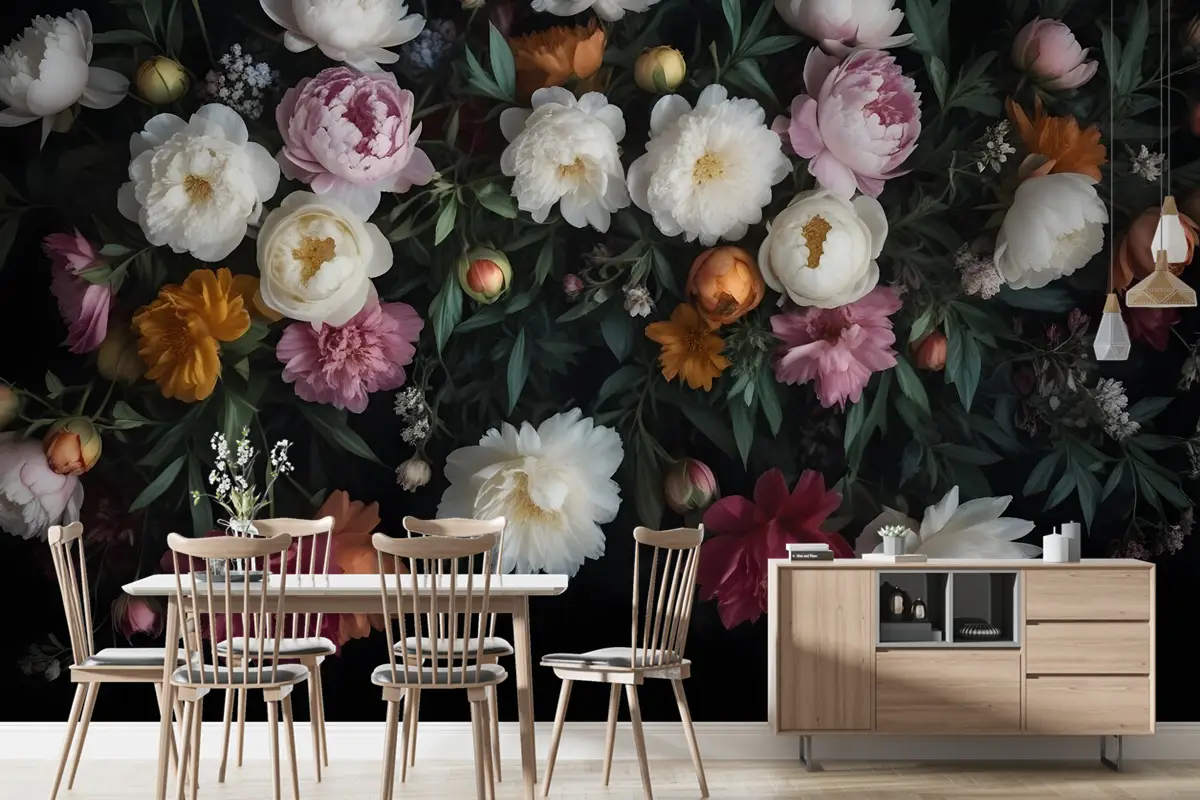 Hollanda Çiçek Tarzı Çiçek Buketi Duvar Kağıdı 