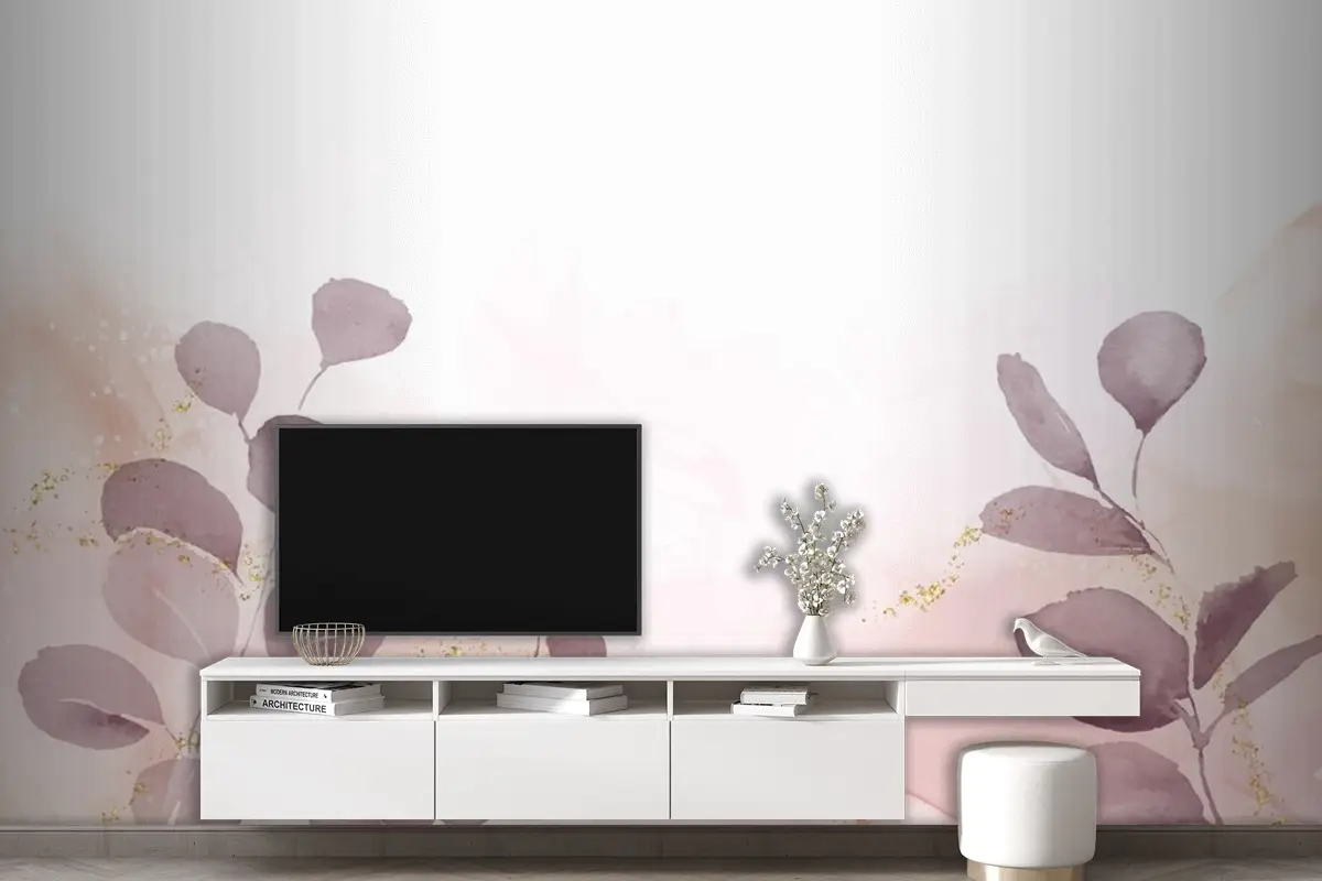 El Boyaması Suluboya Çiçekli Arka Plan Tv Arkası Duvar Kağıdı