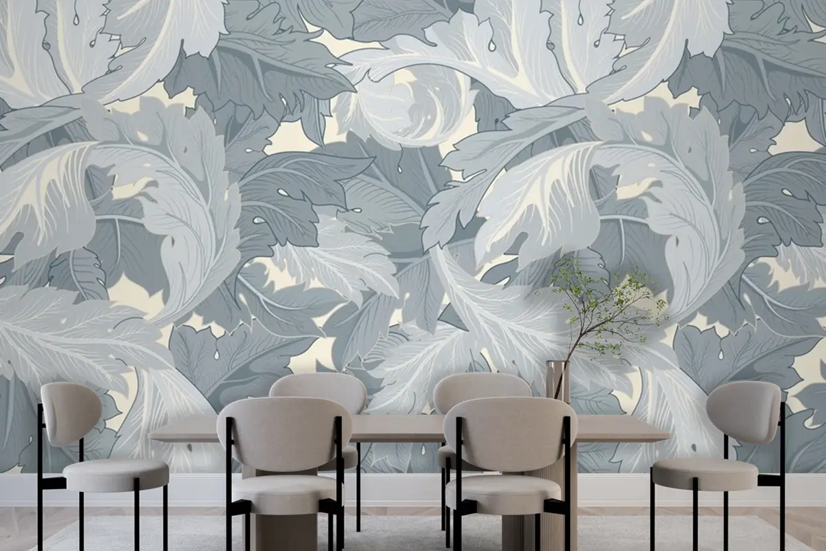 Çiçek Desenli Yemek Odası Duvar Kağıdı 