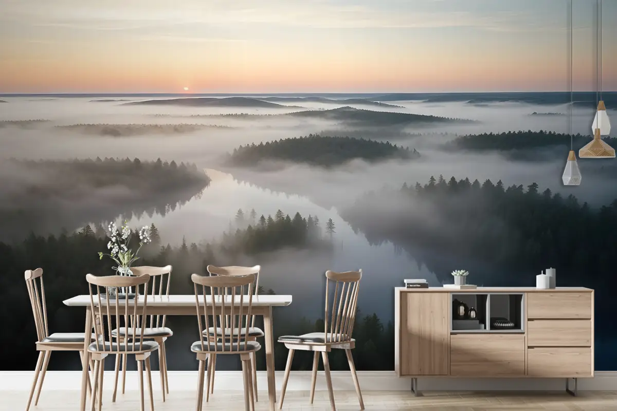 Sisli Nehir Ormanı Manzara Duvar Kağıdı 