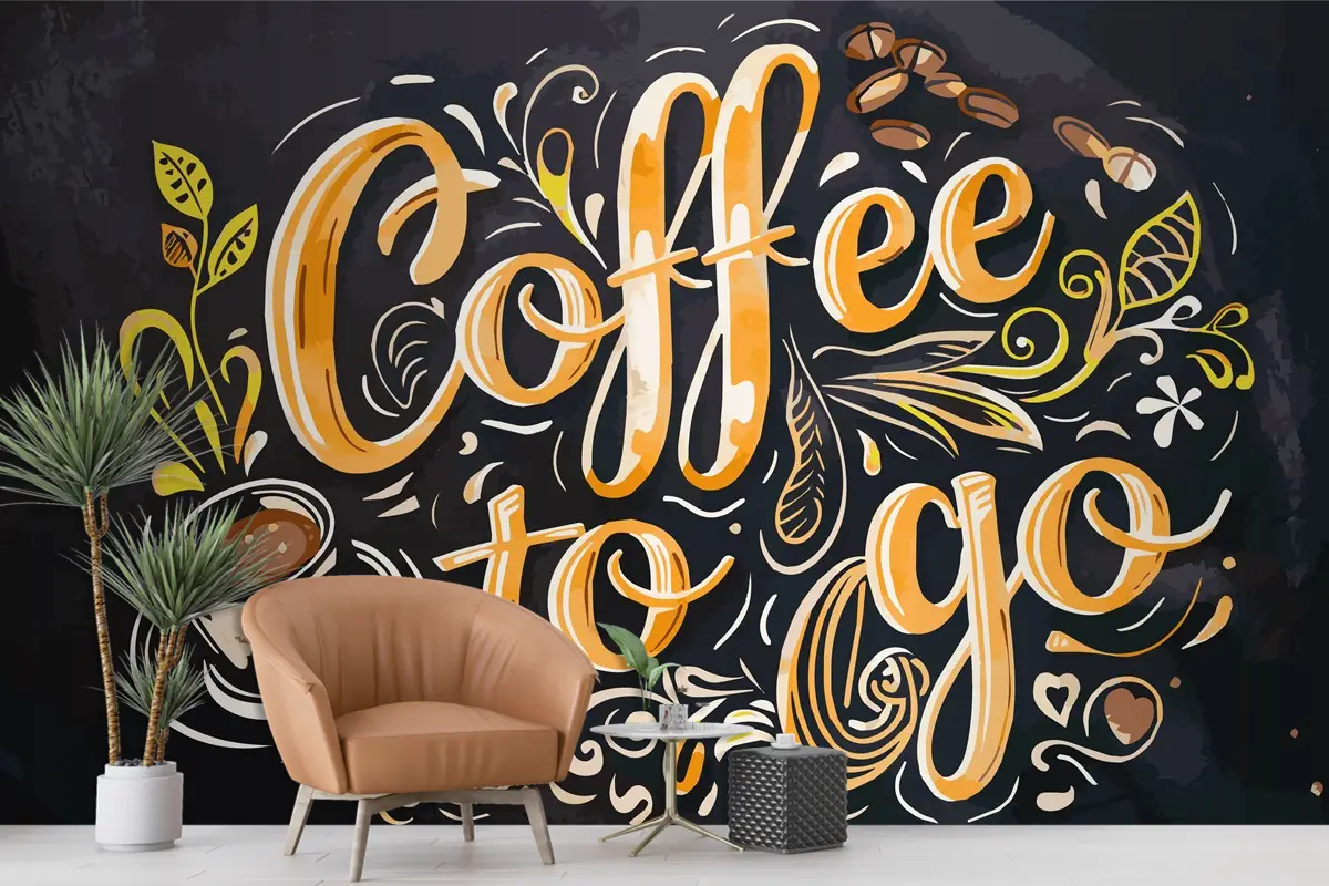 Girdaplar Ve Uyumlu Fincan Tasarımı Cafe Duvar Kağıdı