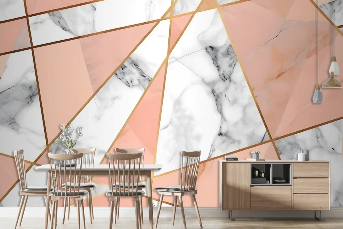 Gri Pembe Mermer Desenli Duvar Kağıdı 