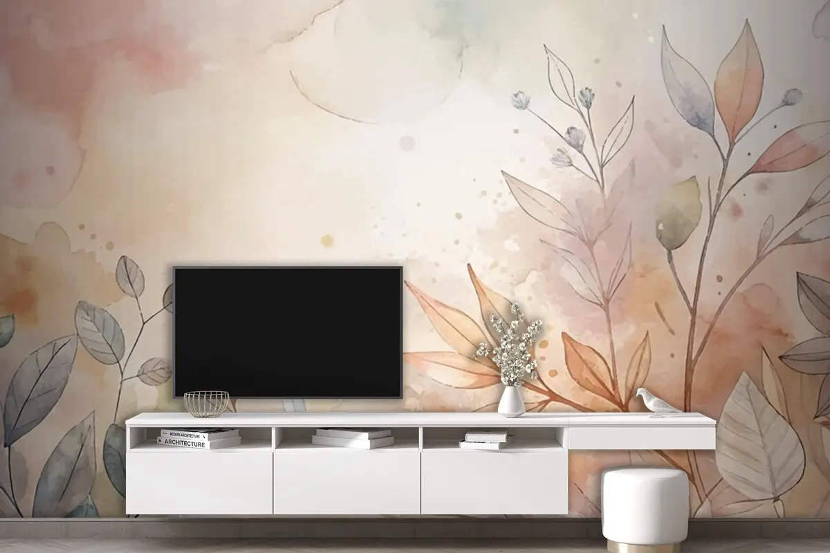 Güzel Kır Çiçeği Suluboya Arka Planı Tv Arkası Duvar Kağıdı