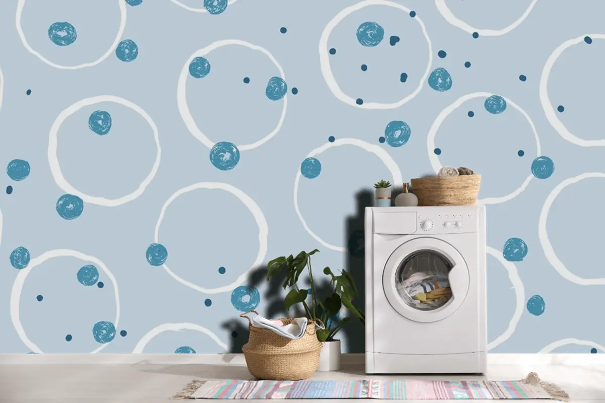 Elle Çizilmiş Mavi Noktalar Arka Plan Duvar Kağıdı 