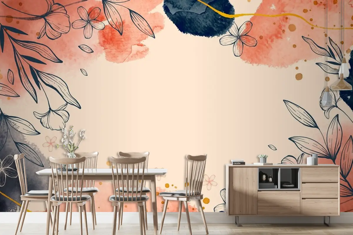 Elle Çizilmiş Suluboya Çiçek Arka Plan Duvar Kağıdı 