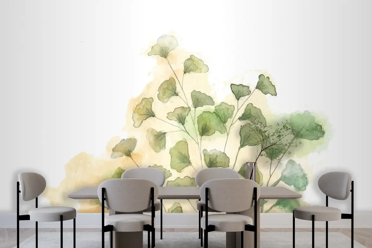 El Boyalı Suluboya Doğa Yemek Odası Duvar Kağıdı 