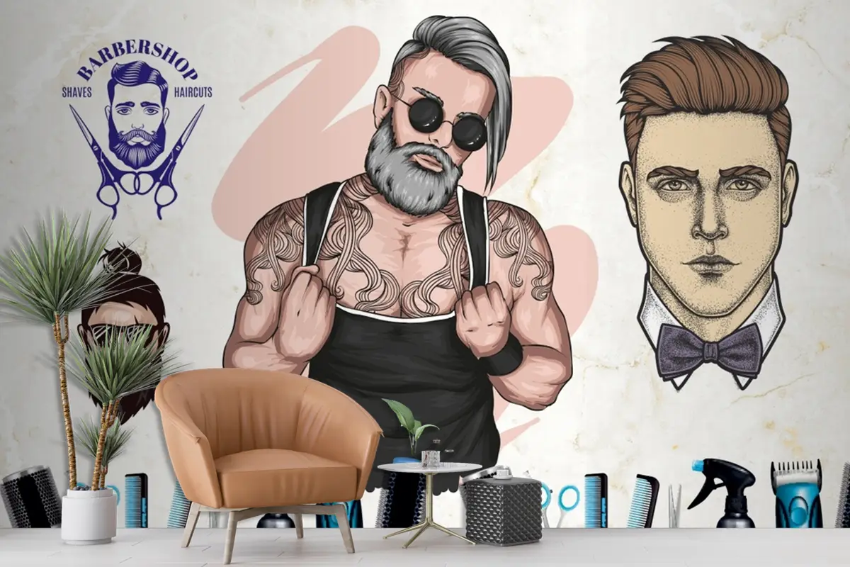 Kaslı Erkek Kuaför Berber Duvar Kağıdı