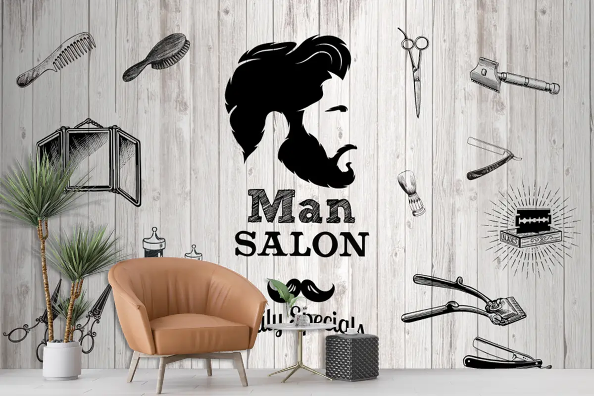 Krem Arka Plan Berber Aletleri Duvar Kağıdı