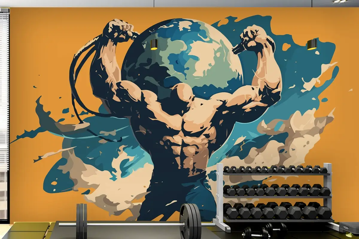 Küre Tutan Bir Vücut Geliştirmecinin Fitness Duvar Kağıdı
