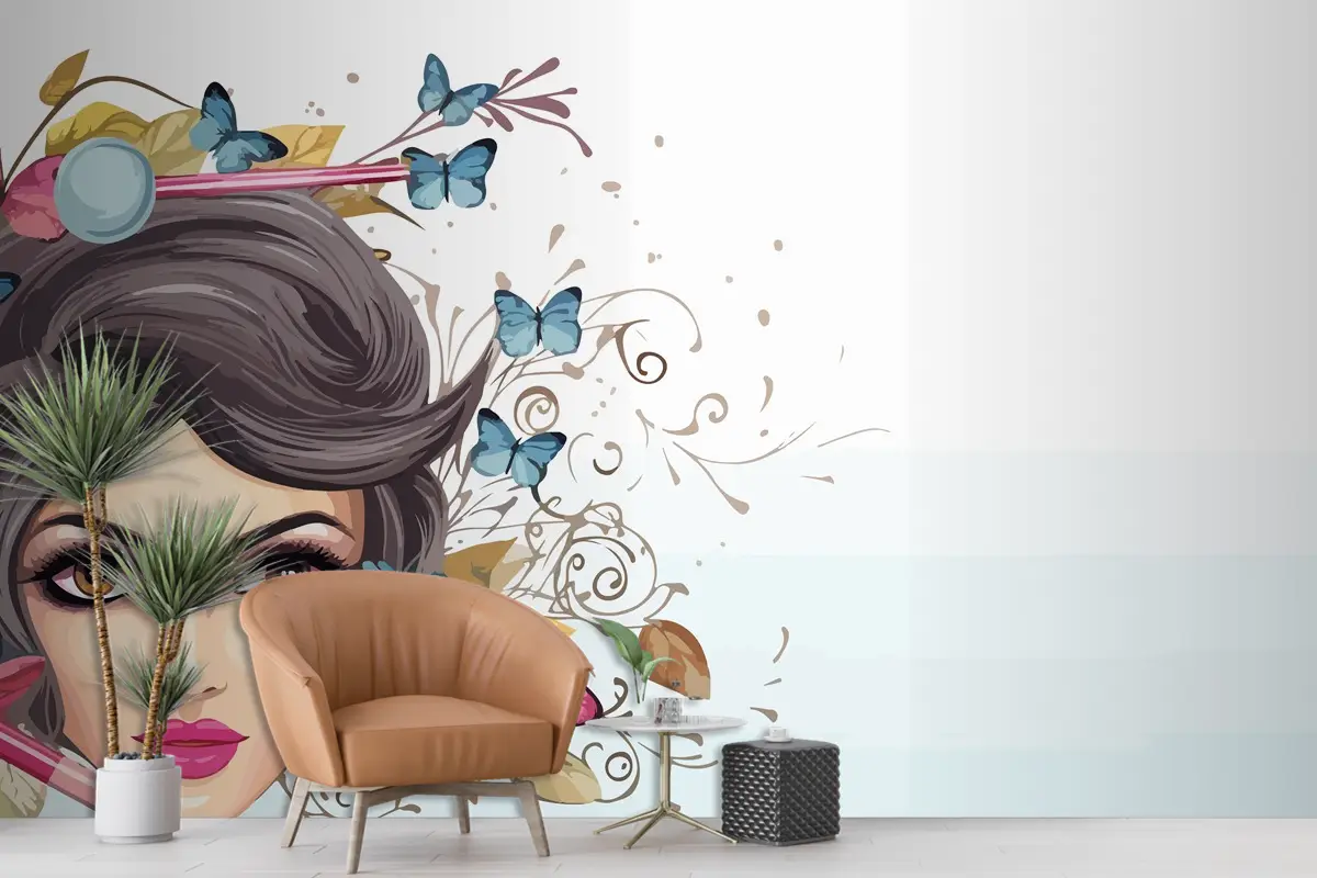 Lüks Moda Kozmetik Tarzı Kadın Kuaför Duvar Kağıdı