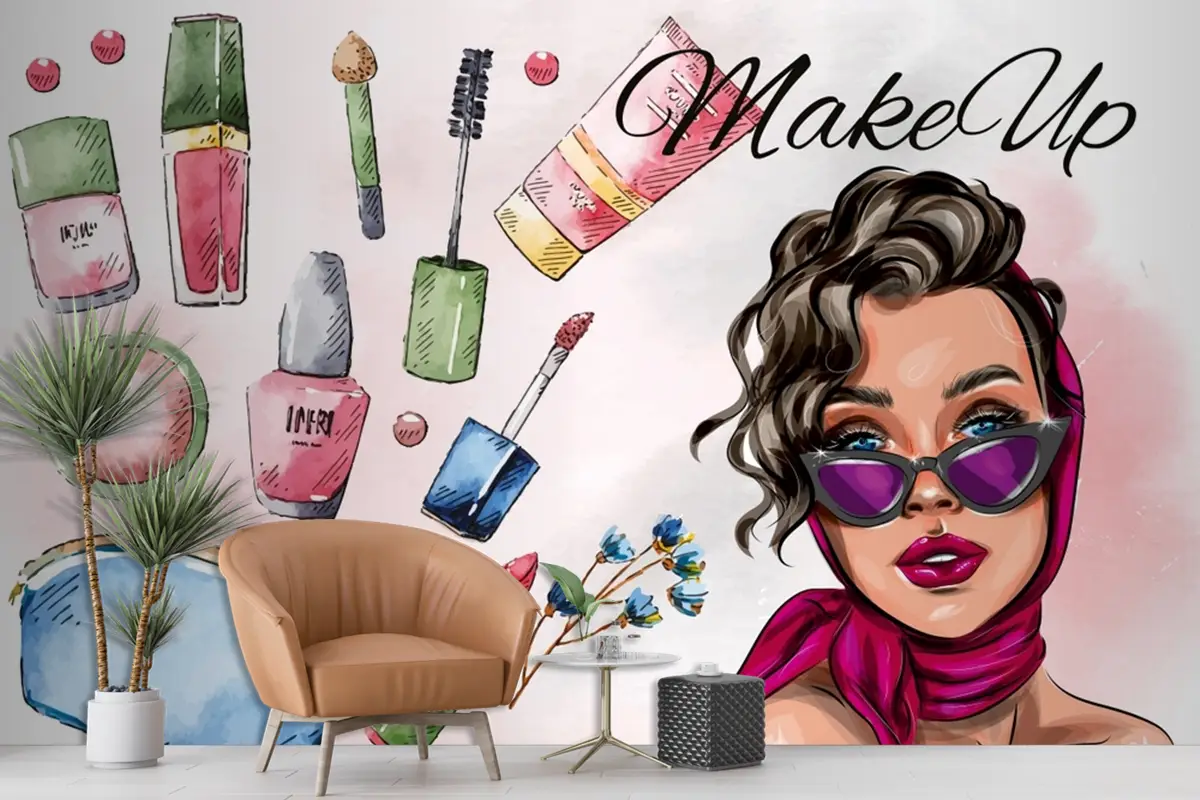 Makyaj Aletleri Kadın Güzellik Salonu Duvar Kağıdı